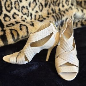 BCBG Cream Strappy Heels Size US 7.5b